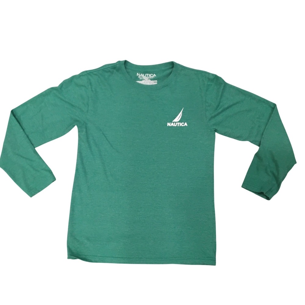 Nautica Boys XL Green Heather Long Sleeve Graphic Logo T-Shirt Size 18/20